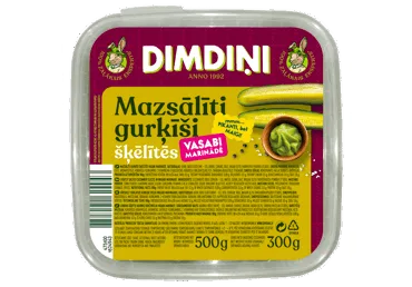 Mazsālītu gurķīšu šķēlītes vasabi marinādē 500g